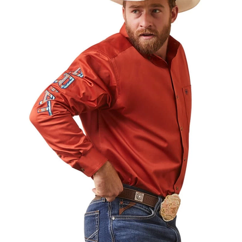 Ariat Men's Team Logo Twill Easy Tiger Orange Button Up Shirt 10043522 3 Ariat Men's Team Logo Twill Easy Tiger Orange Button Up Shirt 10043522