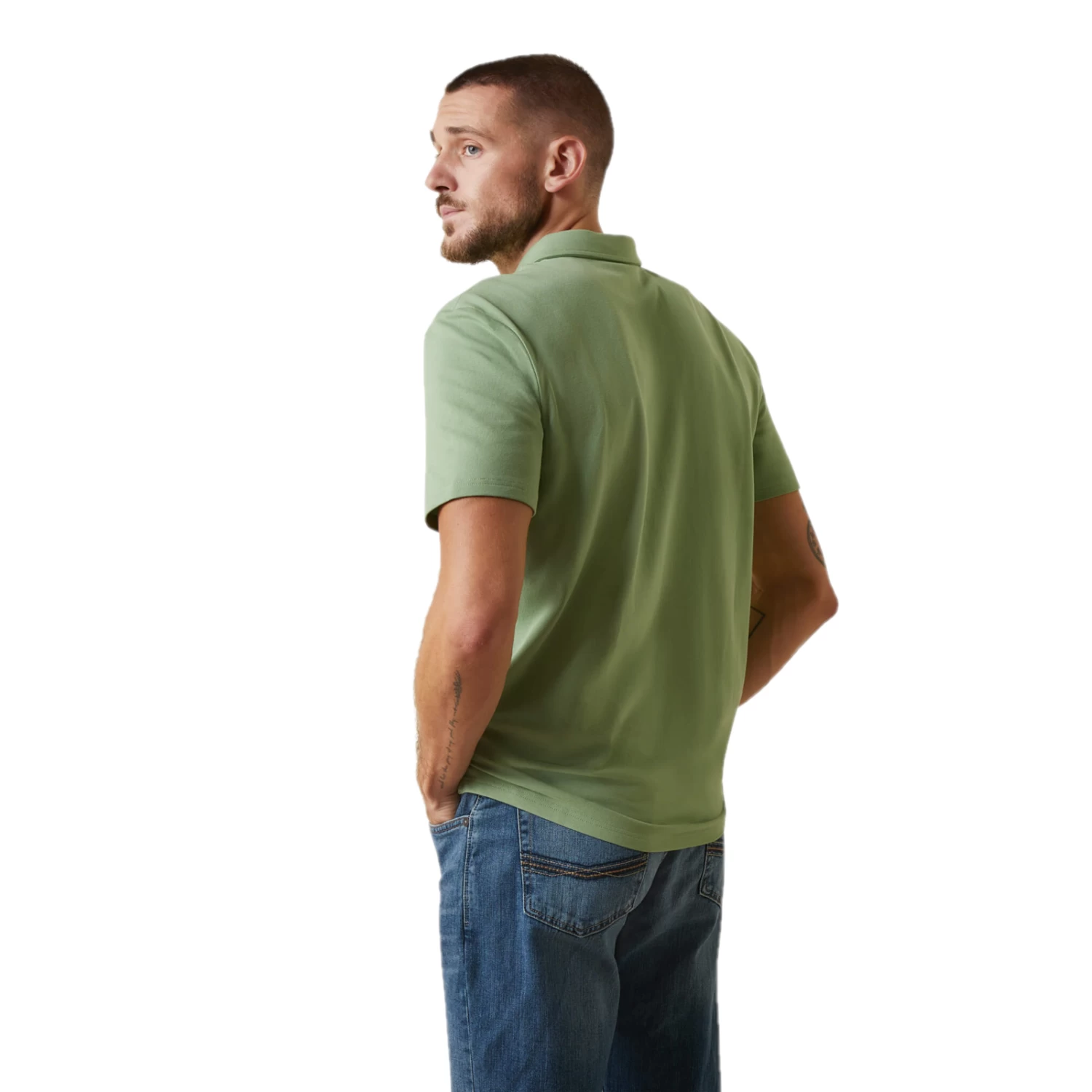 Ariat® Men's Medal Basil Green Polo Shirt 10043556 4 Ariat® Men's Medal Basil Green Polo Shirt 10043556 - Image 2
