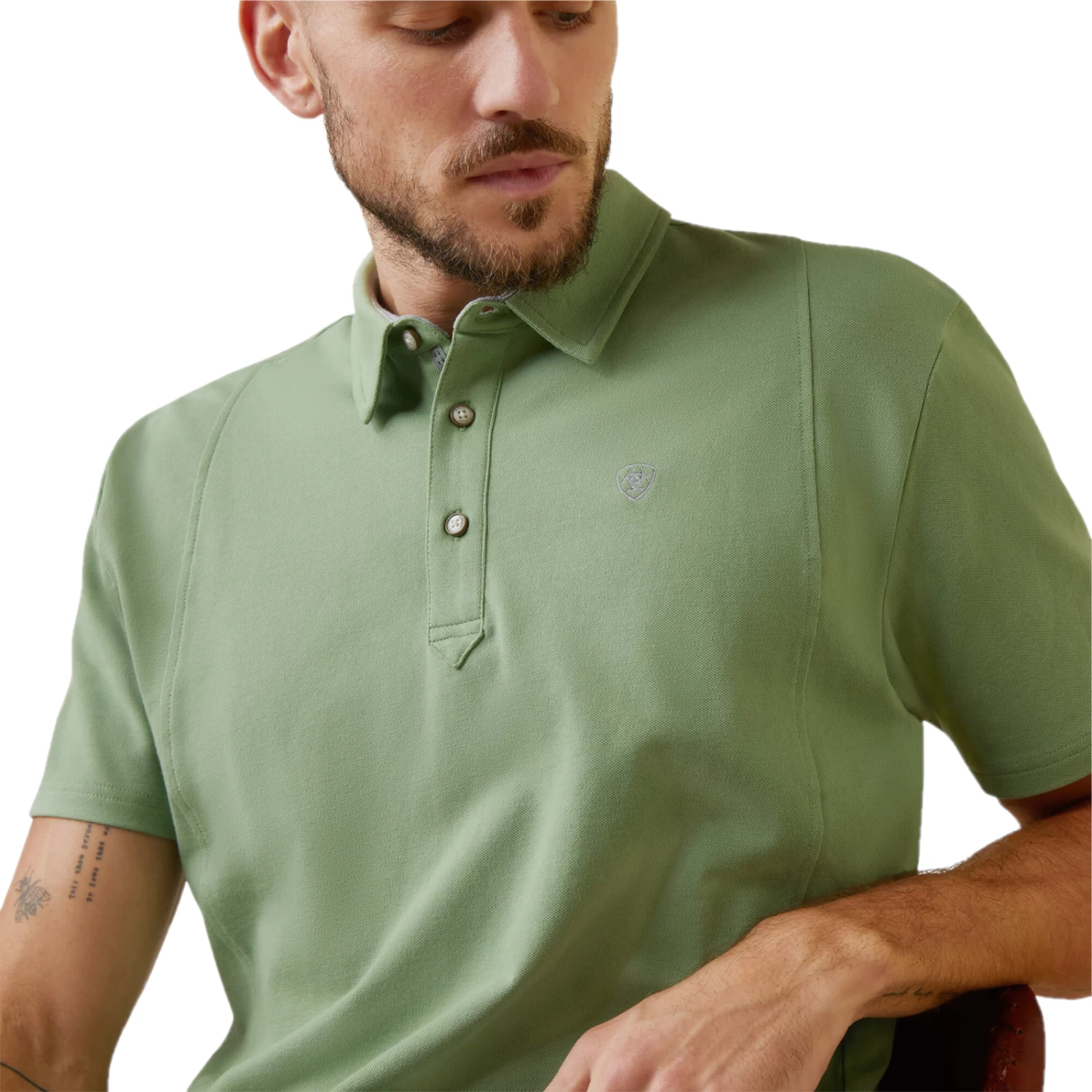 Ariat® Men's Medal Basil Green Polo Shirt 10043556 5 Ariat® Men's Medal Basil Green Polo Shirt 10043556 - Image 3