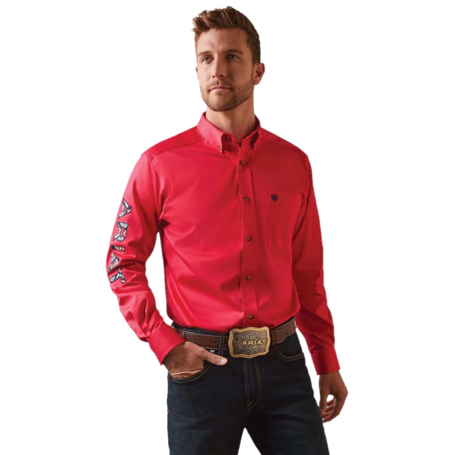 Ariat® Men's Team Logo Classic Azalea Button Down Shirt 10043567 3 Ariat® Men's Team Logo Classic Azalea Button Down Shirt 10043567