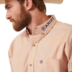 Ariat® Men's Pro Team Shay Plaid Orange Fitted Button Down Shirt 10043797 -ARIAT Cowboy Gear 10043797c