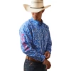 Ariat® Men's Team Steven Fitted Blue Floral Button Down Shirt 10043798 1 Ariat® Men's Team Steven Fitted Blue Floral Button Down Shirt 10043798 -ARIAT Cowboy Gear 10043798a