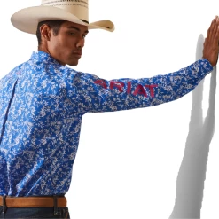 Ariat® Men's Team Steven Fitted Blue Floral Button Down Shirt 10043798 -ARIAT Cowboy Gear 10043798d