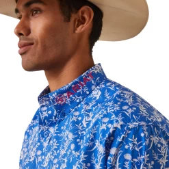 Ariat® Men's Team Steven Fitted Blue Floral Button Down Shirt 10043798 -ARIAT Cowboy Gear 10043798f