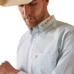Ariat® Men's Team Stuart Fitted White Button Down Shirt 10043799 -ARIAT Cowboy Gear 10043799c