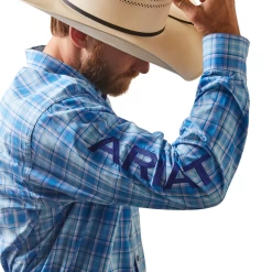 Ariat® Men's Classic Team Hogan Blue Button Down Shirt 10043872 9 Ariat® Men's Classic Team Hogan Blue Button Down Shirt 10043872 -ARIAT Cowboy Gear 10043872b