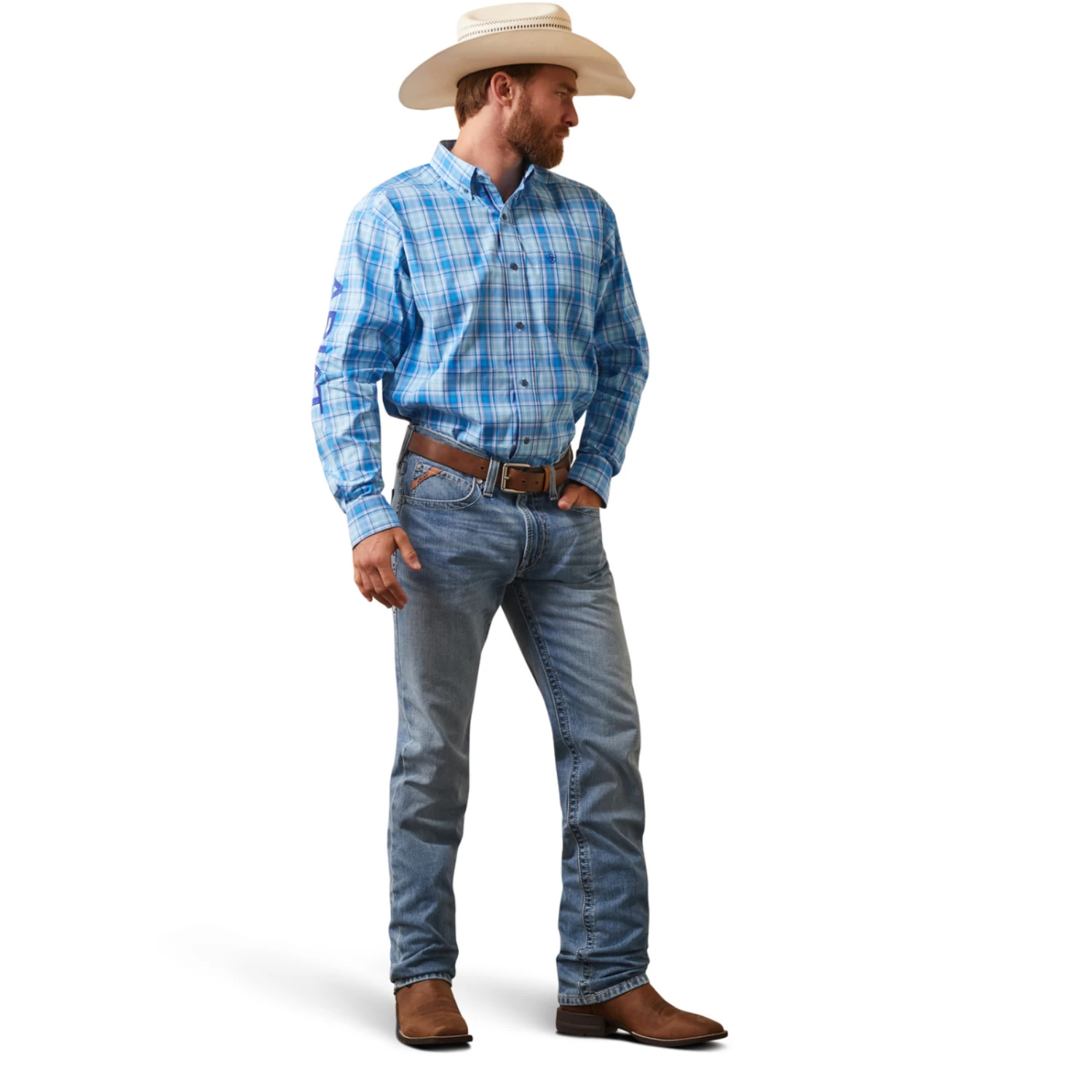 Ariat® Men's Classic Team Hogan Blue Button Down Shirt 10043872 7 Ariat® Men's Classic Team Hogan Blue Button Down Shirt 10043872 - Image 5