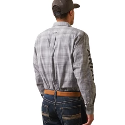 Ariat® Men's Classic Fit Team Houston Gray Button Down Shirt 10043873 -ARIAT Cowboy Gear 10043873a