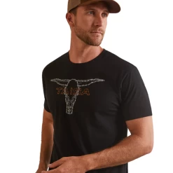 Ariat® Men's Barbed Wire Steer Head Black Graphic T-Shirt 10044777 -ARIAT Cowboy Gear 10044777c