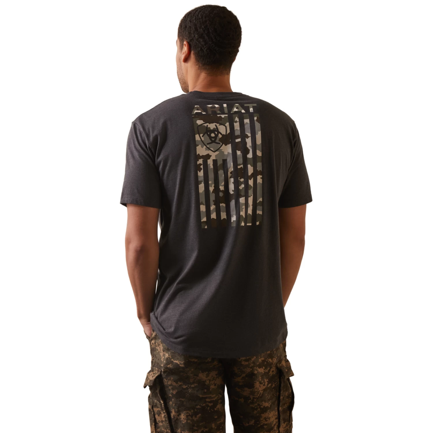 Ariat® Men's Tonal Camo Flag Charcoal Heather T-Shirt 10044779 3 Ariat® Men's Tonal Camo Flag Charcoal Heather T-Shirt 10044779