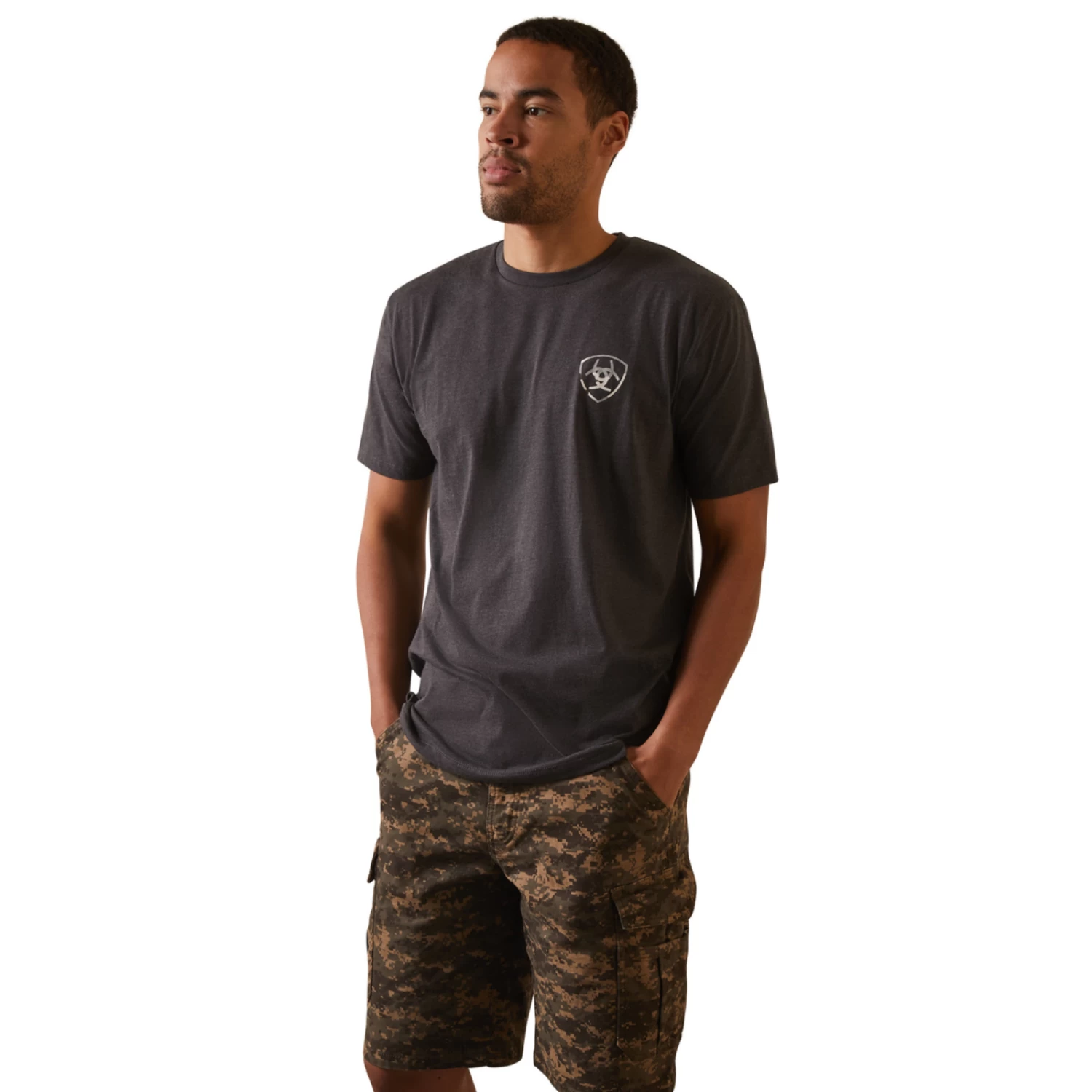 Ariat® Men's Tonal Camo Flag Charcoal Heather T-Shirt 10044779 4 Ariat® Men's Tonal Camo Flag Charcoal Heather T-Shirt 10044779 - Image 2