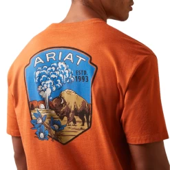 Ariat® Men's Old Faithful Adobe Heather Graphic T-Shirt 10044784 -ARIAT Cowboy Gear 10044784d