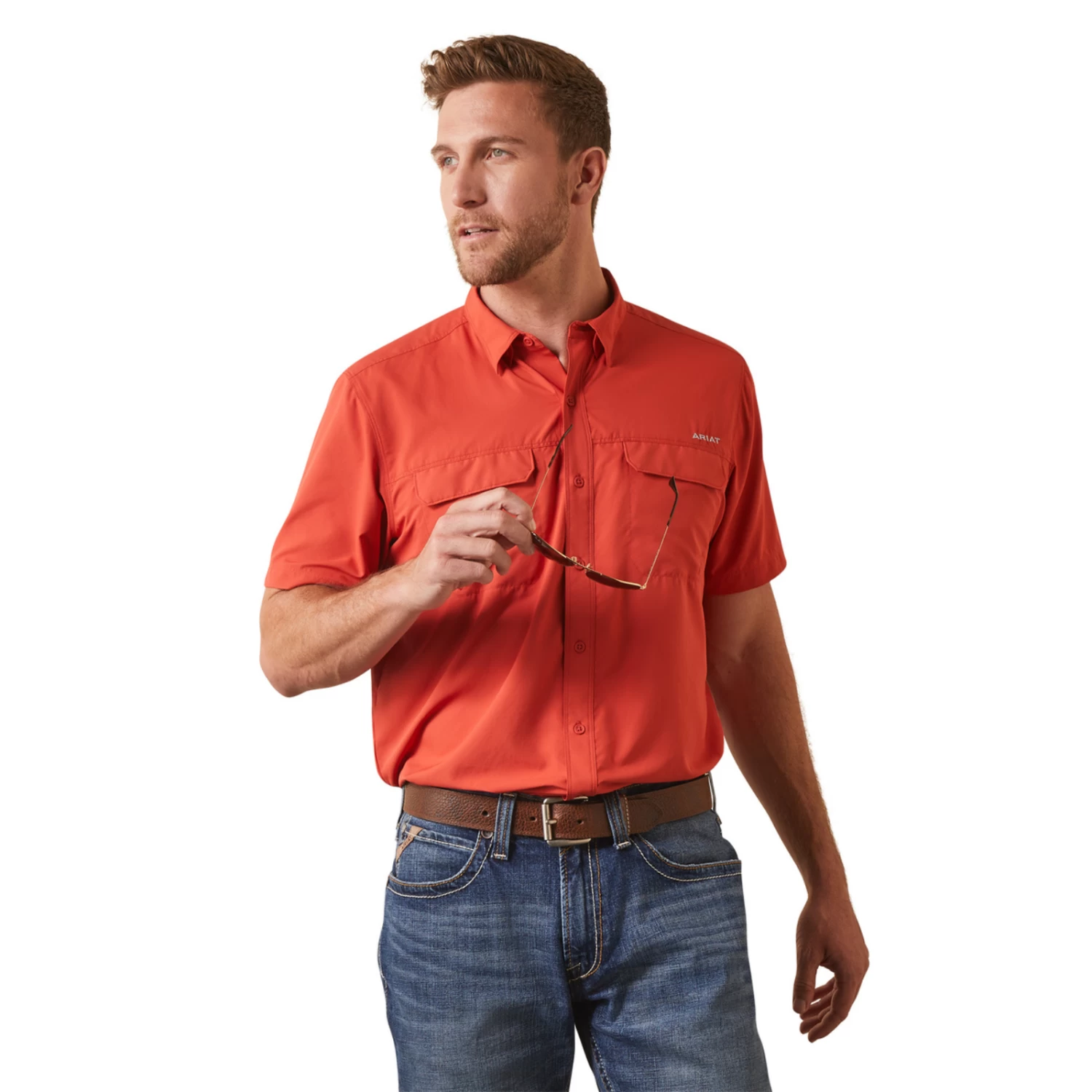Ariat® Men's VentTEK™ Outbound Fitted Red Button Down Shirt 10045035 3 Ariat® Men's VentTEK™ Outbound Fitted Red Button Down Shirt 10045035