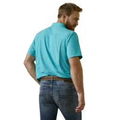 Ariat® Men's VentTEK™ Outbound Fitted Aqua Blue Button Down Shirt 10045036 -ARIAT Cowboy Gear 10045036a