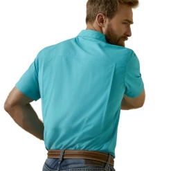 Ariat® Men's VentTEK™ Outbound Fitted Aqua Blue Button Down Shirt 10045036 -ARIAT Cowboy Gear 10045036c