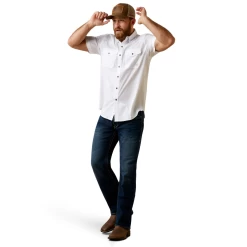 Ariat® Men's VentTEK™ Western Fitted White Button Down Shirt 10045037 -ARIAT Cowboy Gear 10045037a