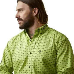 Ariat® Men's Team Pruitt Wasabi Green Casual Button Down Shirt 10045065 -ARIAT Cowboy Gear 10045065b