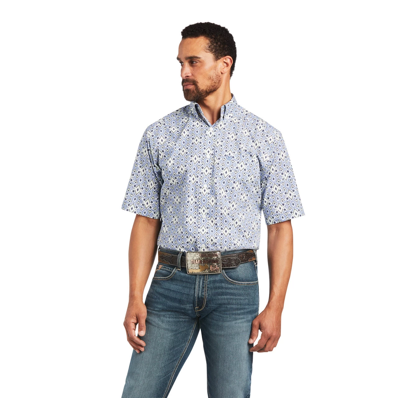 Ariat® Men's Isa Classic Short Sleeve Dutch Blue Shirt 10040692 3 Ariat® Men's Isa Classic Short Sleeve Dutch Blue Shirt 10040692