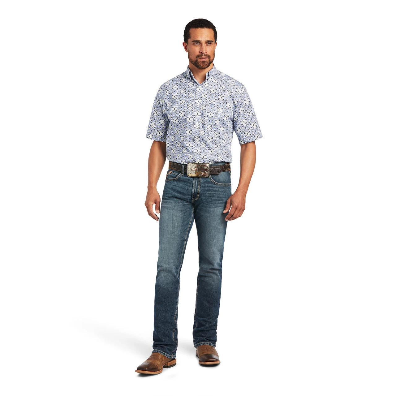 Ariat® Men's Isa Classic Short Sleeve Dutch Blue Shirt 10040692 6 Ariat® Men's Isa Classic Short Sleeve Dutch Blue Shirt 10040692 - Image 4