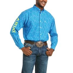 Ariat Mens Casual Series Directoire Blue Button Down Shirt 10035097