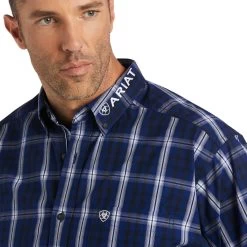 Ariat Men's Team Wells Blue Depths Button Down Shirt 10038083 -ARIAT Cowboy Gear 1280 QZXaucGCVMW8