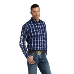 Ariat Men's Team Wells Blue Depths Button Down Shirt 10038083