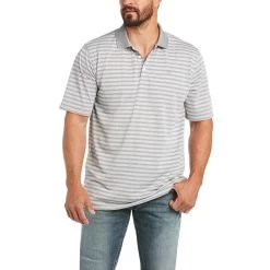 Ariat Men's Performance Melange Stripe Sharkskin Polo Shirt 10035369