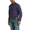 Ariat Men's Pro Series Stretch Blue Sapphire Plaid LS Shirt 10036907 -ARIAT Cowboy Gear 1280 oO1jUz7o3JY3