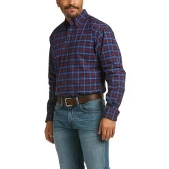 Ariat Men's Pro Series Stretch Blue Sapphire Plaid LS Shirt 10036907