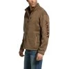 Ariat® Men's Caldwell Logo Fossil Brown Zip-Up Sweater Jacket 10033022 -ARIAT Cowboy Gear 57 1cc8eb90 4026 44ed 9089 52bdee6715d4