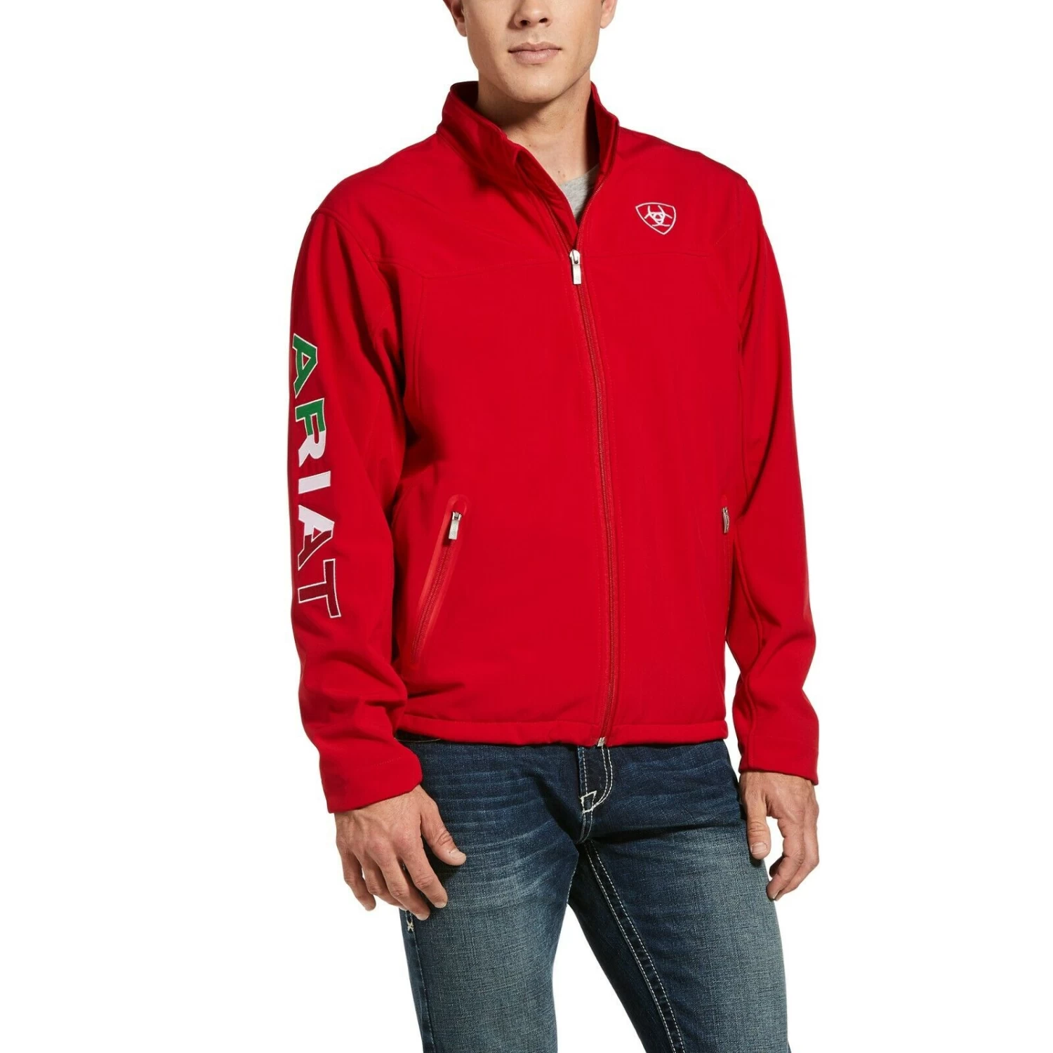 Ariat® Men's New Team Logo Red Mexican Flag Softshell Jacket 10033525 3 Ariat® Men's New Team Logo Red Mexican Flag Softshell Jacket 10033525