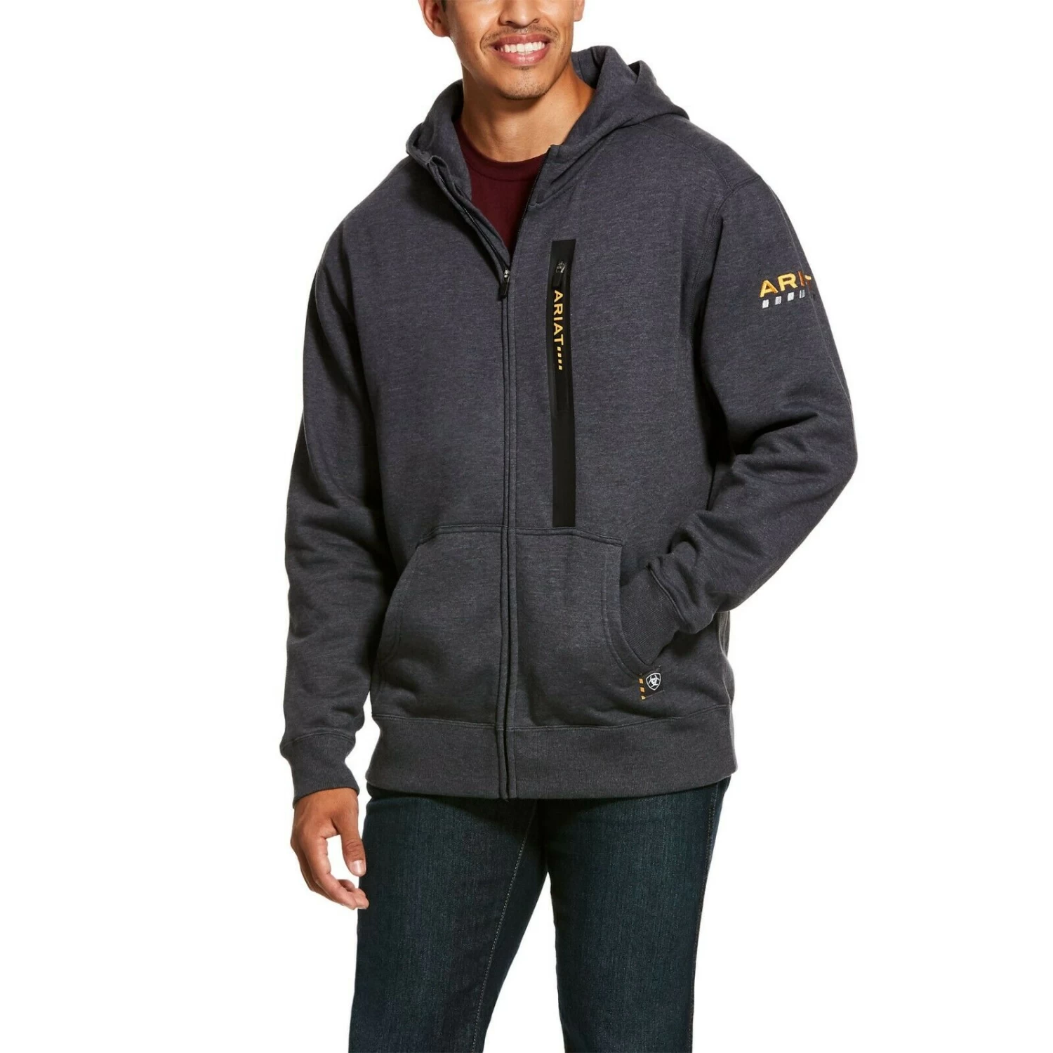 Ariat® Men's Rebar Workman Charcoal Grey Full Zip Hoodie 10027803 3 Ariat® Men's Rebar Workman Charcoal Grey Full Zip Hoodie 10027803
