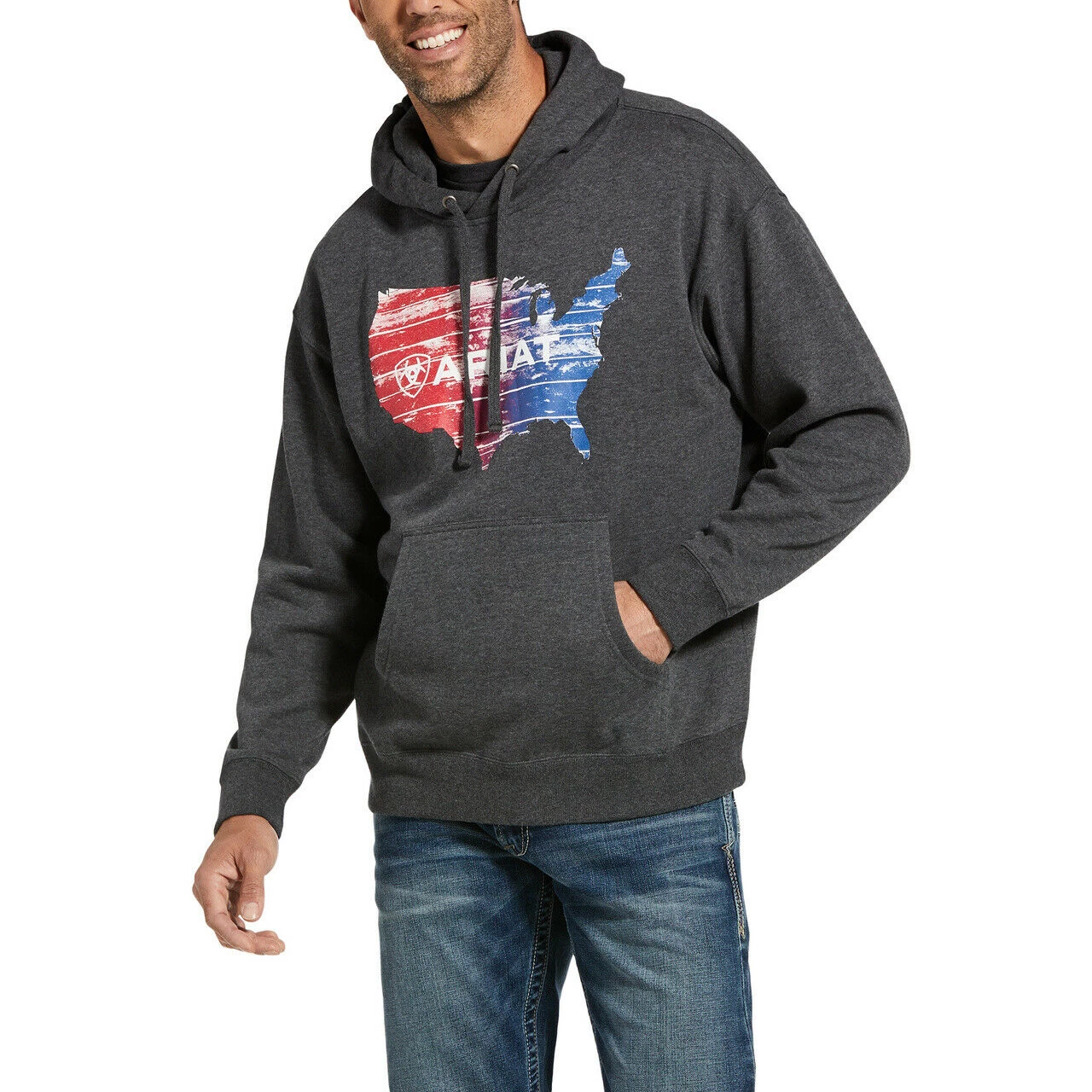 Ariat® Men's US Plank Charcoal Heather Hoodie 10033194 3 Ariat® Men's US Plank Charcoal Heather Hoodie 10033194