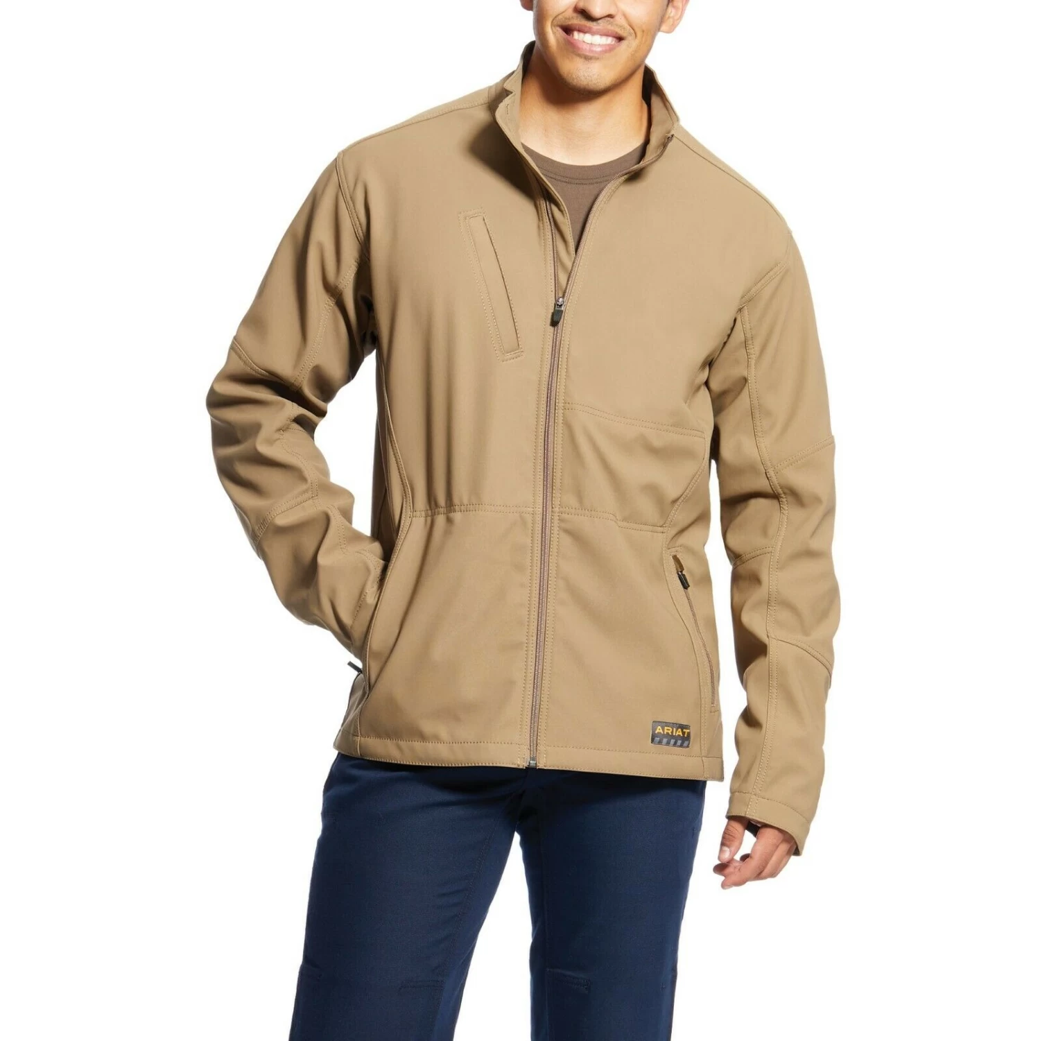 Ariat® Men's Khaki Rebar Stretch Canvas Softshell Jacket 10023903 3 Ariat® Men's Khaki Rebar Stretch Canvas Softshell Jacket 10023903