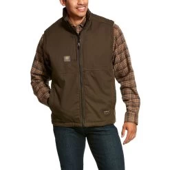 Ariat® Men's Rebar Brown Stretch Canvas Softshell Work Vest 10027871