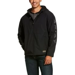Ariat® Men's Rebar Stretch Canvas Black Softshell Work Jacket 10027824