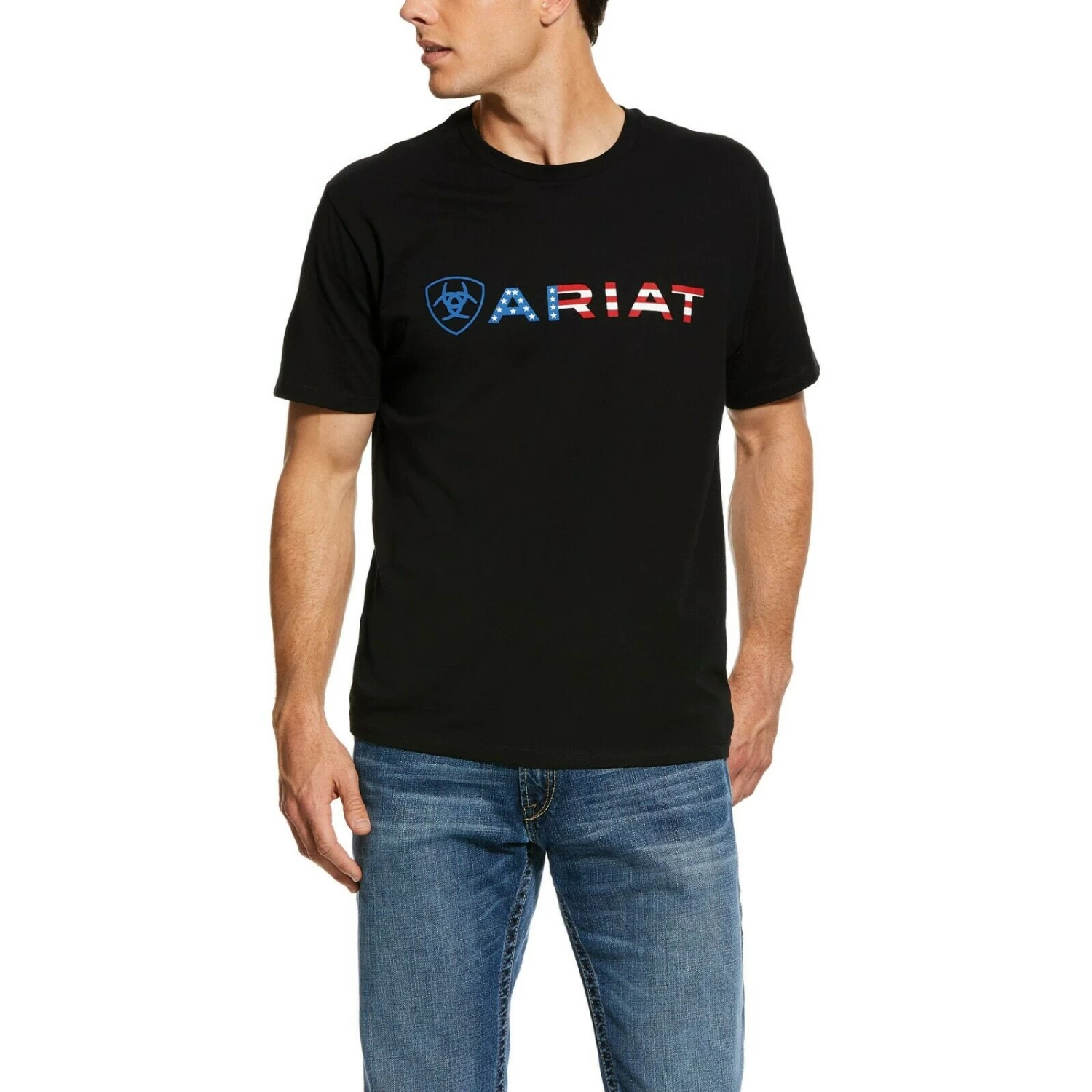 Ariat® Men's Black USA Wordmark Short Sleeve T- Shirt 10031731 3 Ariat® Men's Black USA Wordmark Short Sleeve T- Shirt 10031731