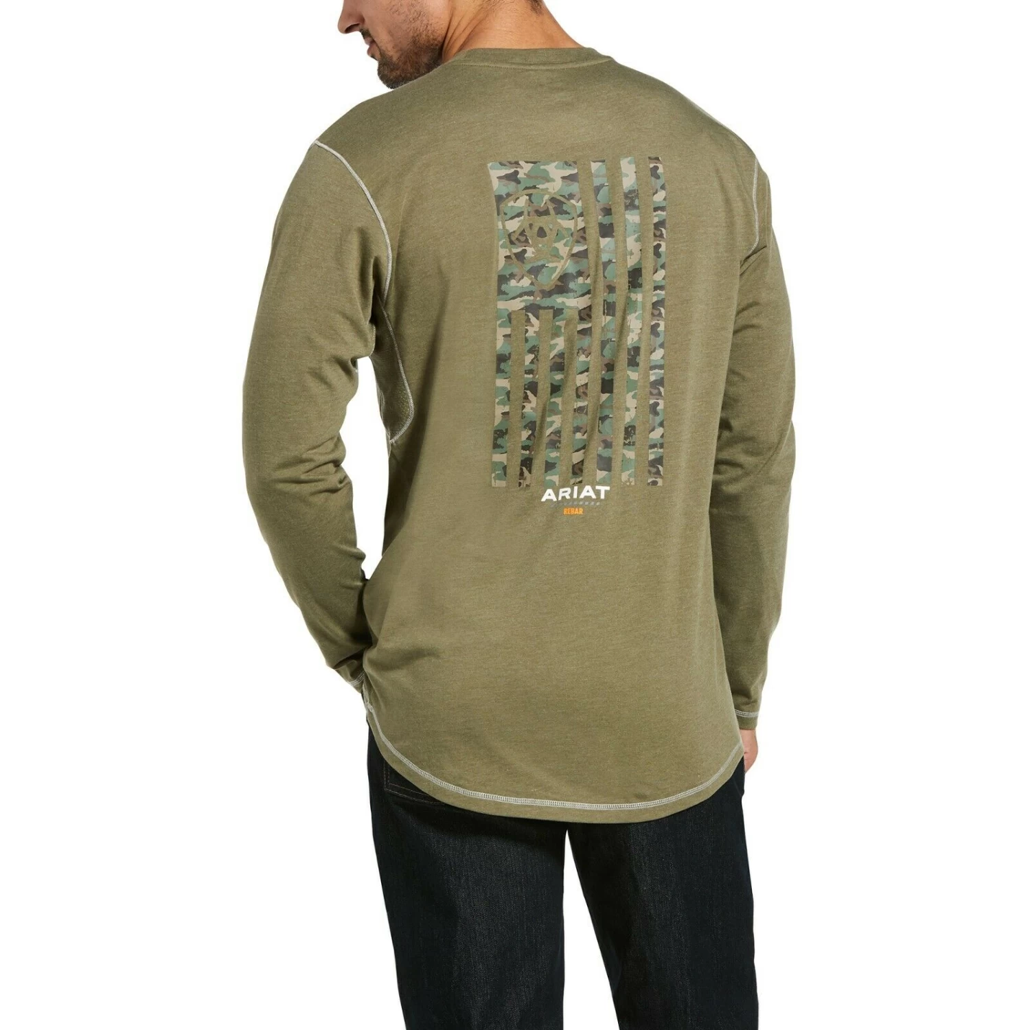 Ariat Men's Rebar Workman Camo Flag Sage Heather Work T-Shirt 10033072 4 Ariat Men's Rebar Workman Camo Flag Sage Heather Work T-Shirt 10033072 - Image 2