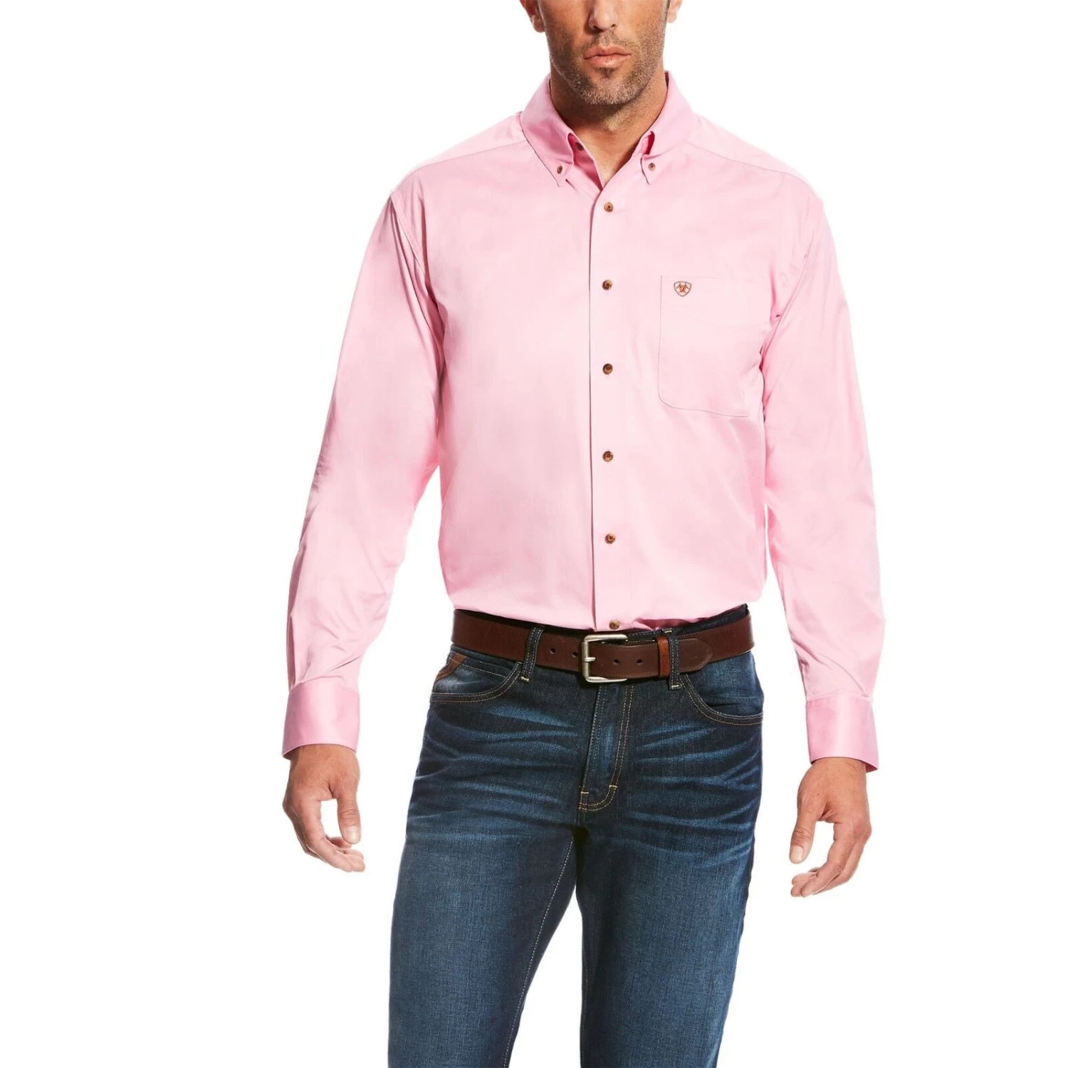 Ariat® Men's Solid Twill Prism Pink Long Sleeve Button Shirt 10016692 3 Ariat® Men's Solid Twill Prism Pink Long Sleeve Button Shirt 10016692