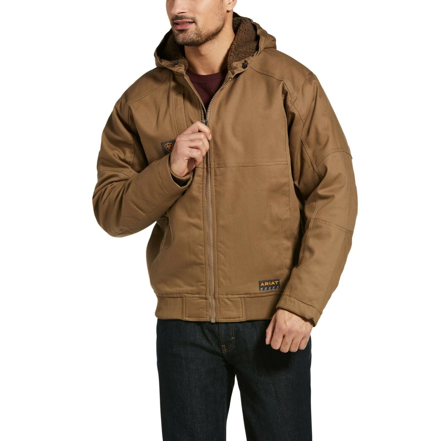 Ariat® Men's Rebar DuraCanvas Field Khaki Brown Hooded Jacket 10032964 3 Ariat® Men's Rebar DuraCanvas Field Khaki Brown Hooded Jacket 10032964