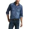Ariat Men's Retro Long Sleeve Stone Denim Button Up Shirt 10033464 -ARIAT Cowboy Gear 57 e9647023 edf2 4ea4 8c6f b24590066000
