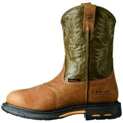 Ariat Men's WorkHog Pull-On H2O Boots Aged Bark Army Green 10008633 -ARIAT Cowboy Gear Ariat 2