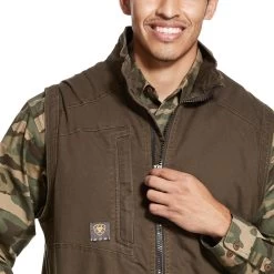 Ariat® Men's Rebar Washed DuraCanvas Brown Insulated Vest 10027866 -ARIAT Cowboy Gear F19 MNS WORK 10027866 detail01