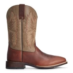 Ariat Men's Valor Ultra Peanut Brown Square Toe Western Boots 10034081 -ARIAT Cowboy Gear F20 MNS WEST 10034081 side