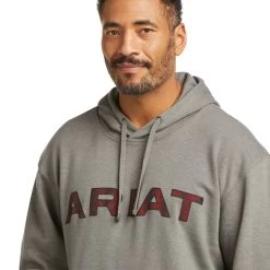 Ariat Men's Basic Charcoal Raised Logo Hoodie 10037261 -ARIAT Cowboy Gear F21 MNS WEST 10037261 detail03