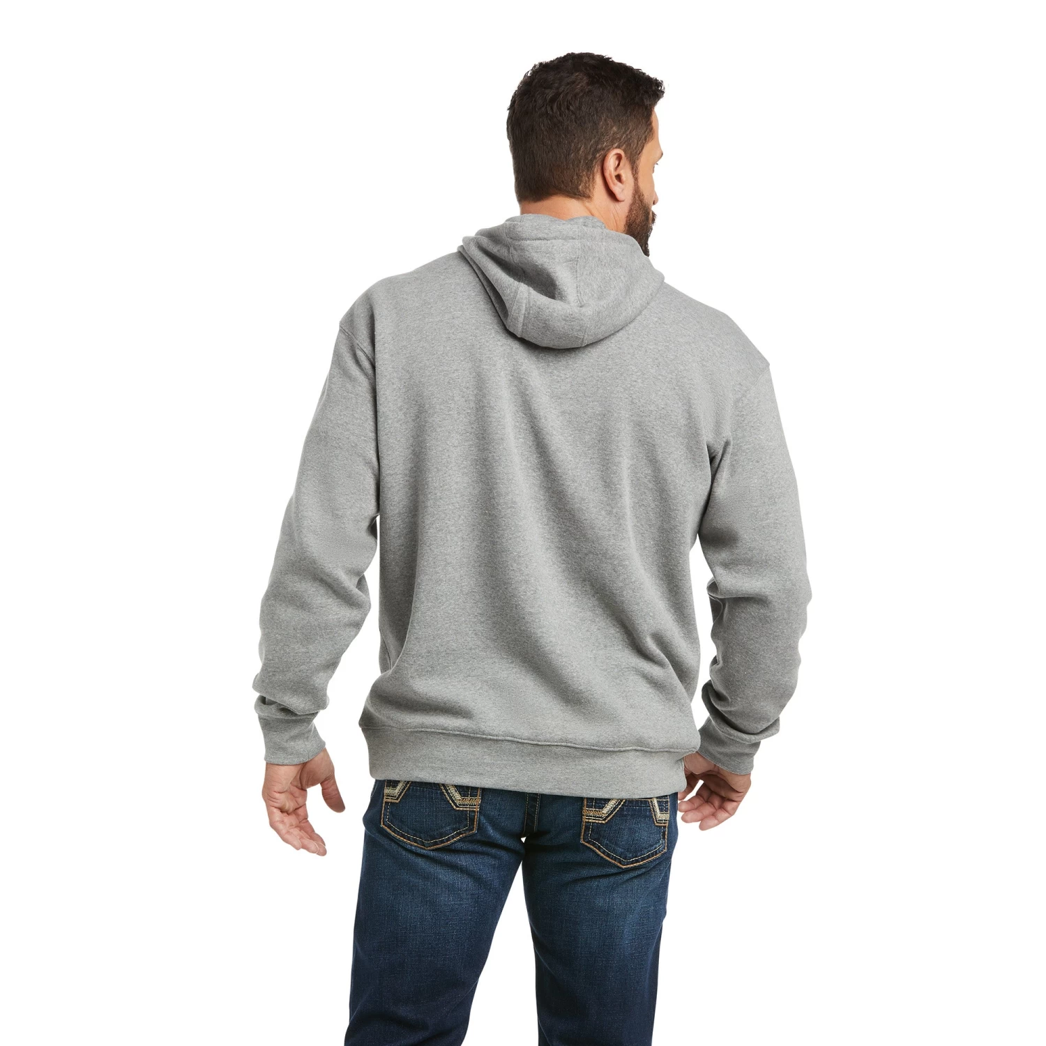 Ariat Men's Basic Heather Grey Raised Logo Sweatshirt Hoodie 10037265 4 Ariat Men's Basic Heather Grey Raised Logo Sweatshirt Hoodie 10037265 - Image 2
