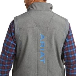 Ariat Men's Vernon Vent Charcoal And Cobalt Softshell Vest 10037496 -ARIAT Cowboy Gear F21 MNS WEST 10037496 detail01
