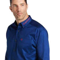 Ariat® Men's Team Logo Twill Long Sleeve Blue Depths Shirt 10038014 -ARIAT Cowboy Gear F21 MNS WEST 10038014 detail02