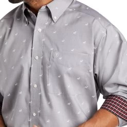 Ariat® Men's Wrinkle Free Alvin Charcoal Button Down Shirt 10038078 -ARIAT Cowboy Gear F21 MNS WEST 10038078 detail01