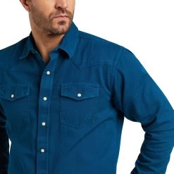 Ariat® Men's Jurlington Teal Snap Button Shirt 10038080 -ARIAT Cowboy Gear F21 MNS WEST 10038080 detail01